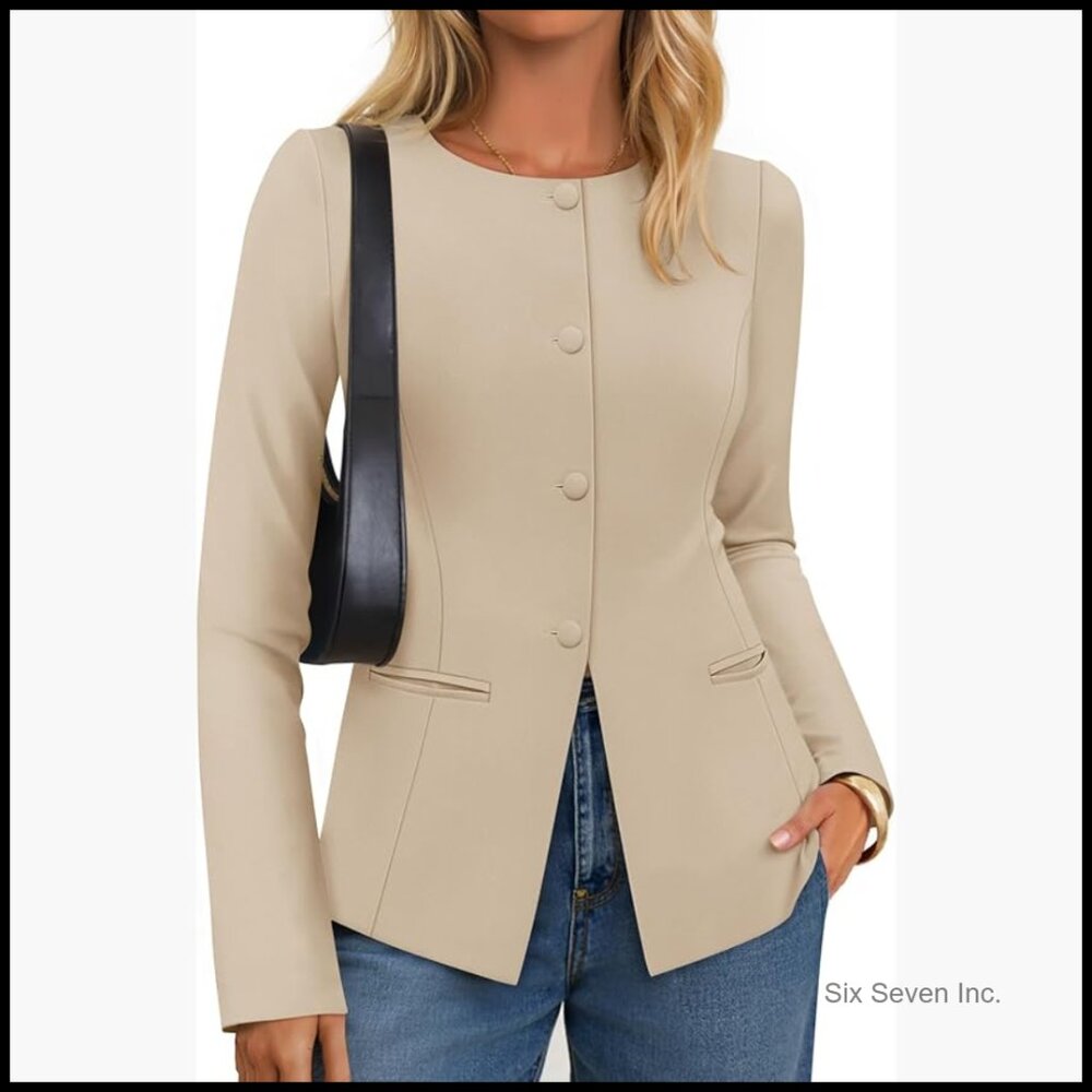 Polyester Blend Blazer with Drawstring Waist for … - image 1